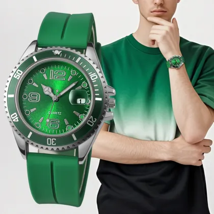 Custom Logo Wholesale Men's Luxury Silicone Alloy Quartz Watch
