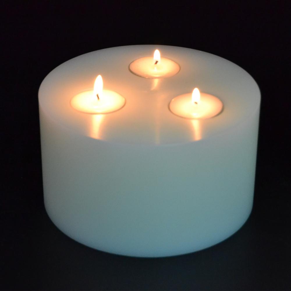 White Resin Hurricane Artificial Tea Light Candle Holders