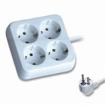 4-way Power Socket in Europe/Germany Type, Without Children Protection and On/Off Switch