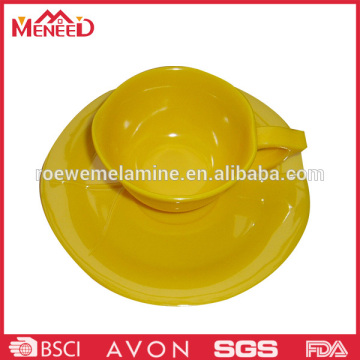 Yellow color leaf shape commercial coffee cups with saucer