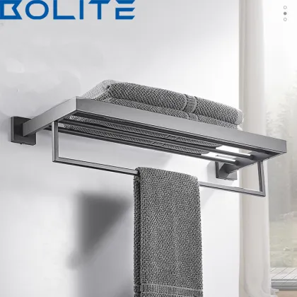 Bathroom Hardware Accessories Set: Stainless Steel Towel Rack and Hook