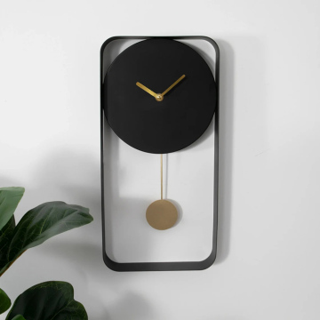 Modern Nordic Bedroom Decorative Metal Iron Wall Clock with Pendulum