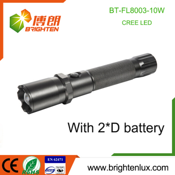 Factory Supply Heavy Duty Aluminum Alloy 2 D Cell Used Long Range Beam 10 Watt xml-2 led Cree Super Bright Flashlight Zooming