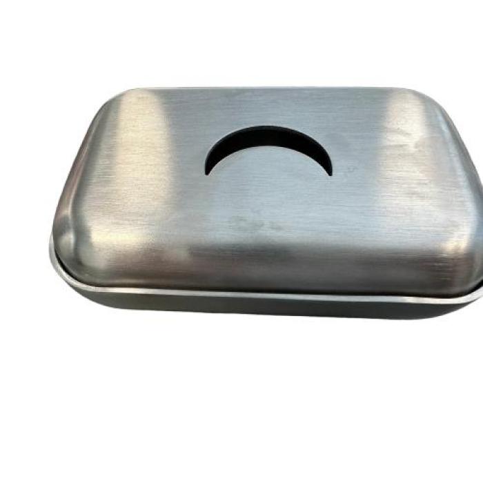 Rechteckige Seifenschale aus Edelstahl mit Deckel