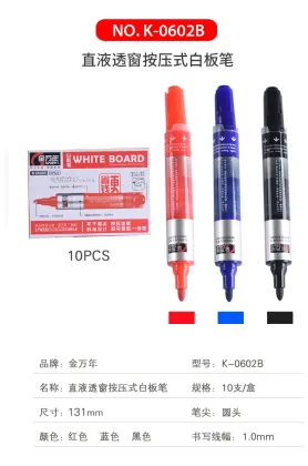Genvana K-0602B 1.0mm Liquid Free Transparent Window Push Button Whiteboard Marker Pen