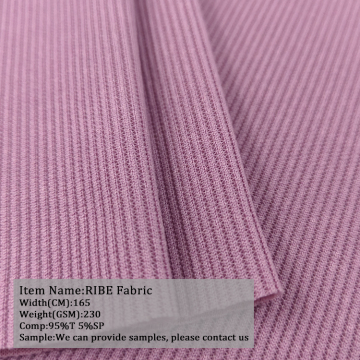 230 GSM 95 Polyester 5 Spandex Elastic Strick Rippenbekleidungsgewebe