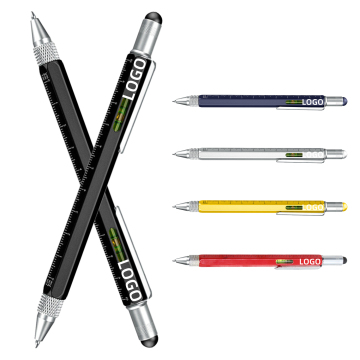 Custom Logo Metal Pen: 6-in-1 Multitool Tech Ballpoint Pen with Ruler and Screwdriver