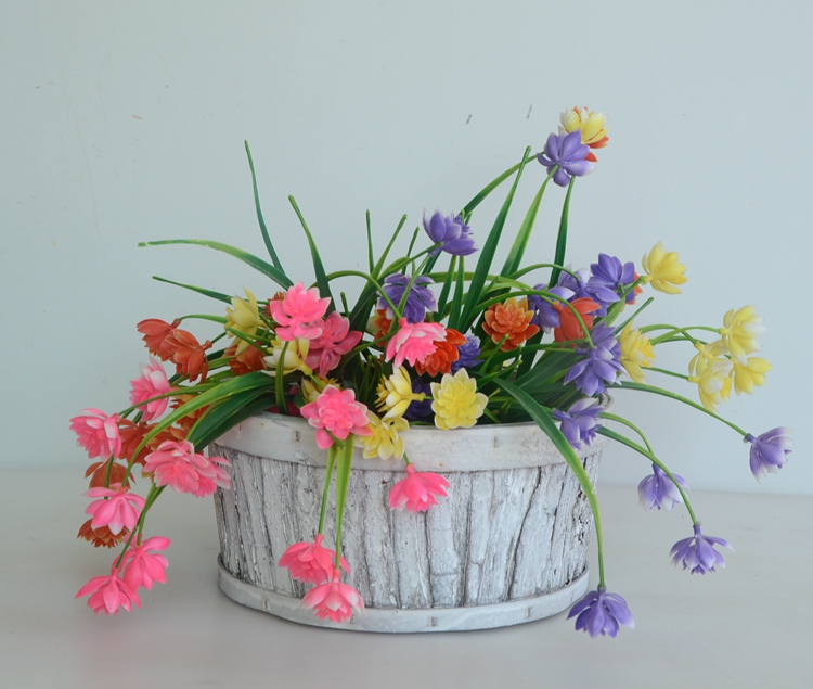 Round wash white wood bark handicarft flower basket-4