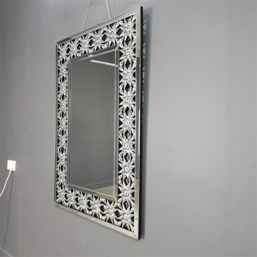 Grande moldura decorativa de espelho retangular de espelho retangular