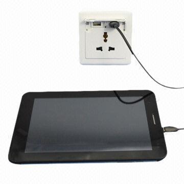 3-pin Plug Duplex USB Wall Socket for iPhone/iPad Charge, Built-in Automatic Recovery Fuse