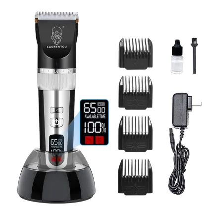 Rechargeable Electric Trimmer with LCD Display for Professional Haircuts