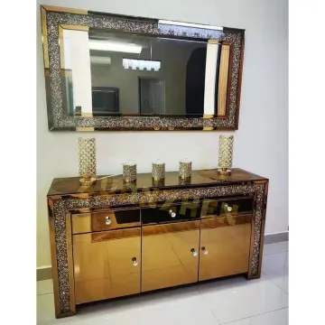 Luxury Gold Mirrored Hallway Console Table