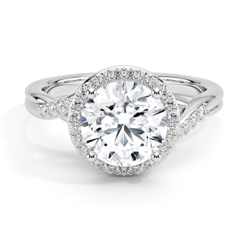 18KGold တွင် Cut Diamond Halo Ring ပတ်0ွဲလ်သို့လှည့်ပတ်ကြည့်ပါ