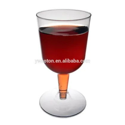 Party Essentials Hard Plastic Two Piece Disposable Plastic Wine Glasses