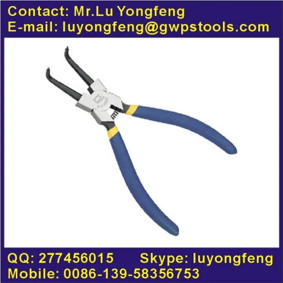 finely polished American style snap ring pliers,internal curve,with double dip handle