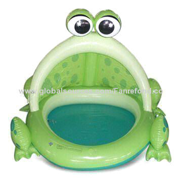 Inflatable frog play pool with sunshade