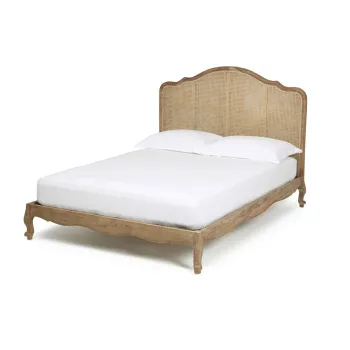 Solid Wood Cane Double Bed Frames in King and Queen Sizes: Natural Wicker, Rattan, and Sun Lounger Beds