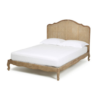 Solid Wood Cane Double Bed Frames in King and Queen Sizes: Natural Wicker, Rattan, and Sun Lounger Beds