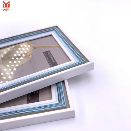 PS Plastic Photo Frame Slotted Sky-blue Little Scale Design Photo Frame