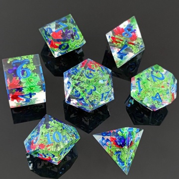 Handmade Transparent Flower Resin Dice Set