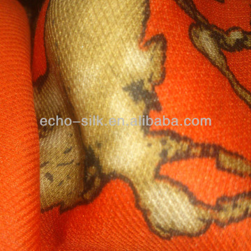 2014 fashion silk wool twill scarf in digital print