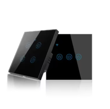 Temperli cam panel ve LED gösterge ışıkları ile zigbee wifi dokunma ışık anahtarı - 1 çete