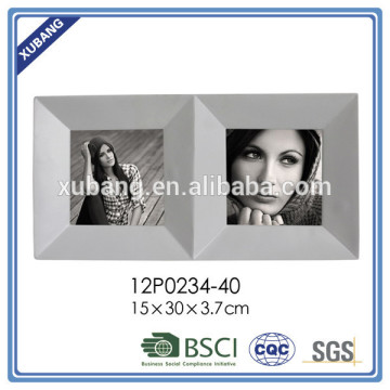 Charming poly resin Carved design square twin photo frame