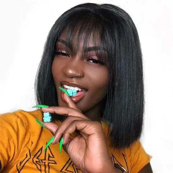100% Cuticle Aligned Virgin Hair 13*4 Lace Front Bob Wig, Unprocessed Brazilian Human Hair Short Bob Wigs