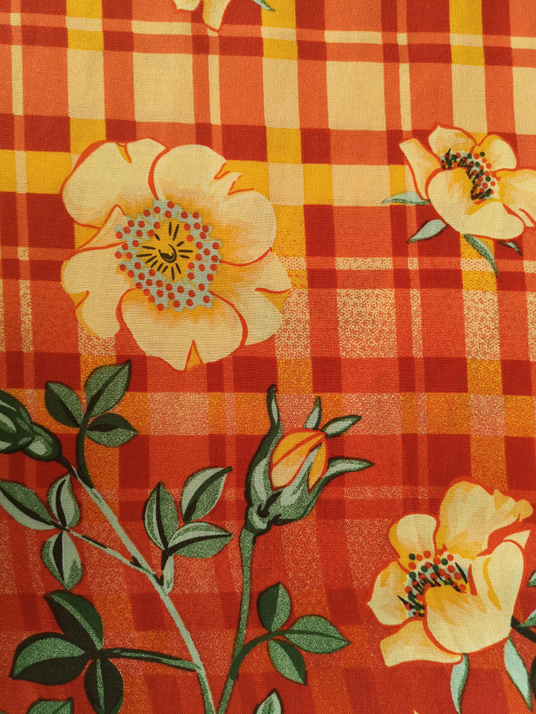 Check Flower Rayon Challis 32S Printing Fabric