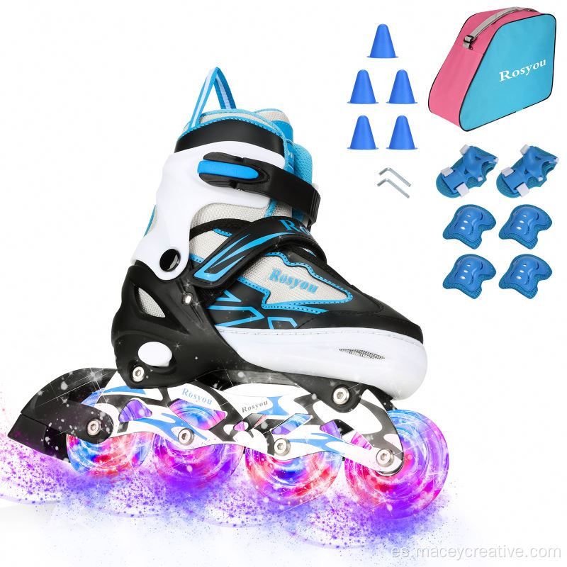 Glitter LED Light Up Wheels Kids Roller Skate
