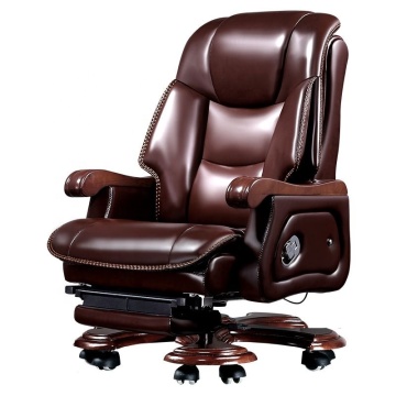 Chinese Business Leather CEO Office Chair with Massage Pedal, Ergonomic Design