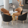 高品質の現代ブラックメタルサイドガラス大理石の石のソイルドウッドコーヒーテーブル2テーブルセットラウンドネスティングテーブル