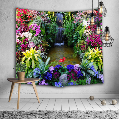 Colorful Flower Wall Tapestry Floral Nature Creek Tapestry Wall Hanging for Livingroom Bedroom Dorm Home Decor