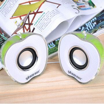 2.0-channel Mini Hi-Fi Speakers with Apple Shape, Colorful Lights Shining, Beautiful Sound