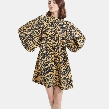 Shift Dress animal print Long Sleeve Casual Dress