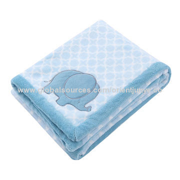 Babies' Soft Blanket, Made of 100% Polyester Larcher, in All-over Print, with Elephant Patch