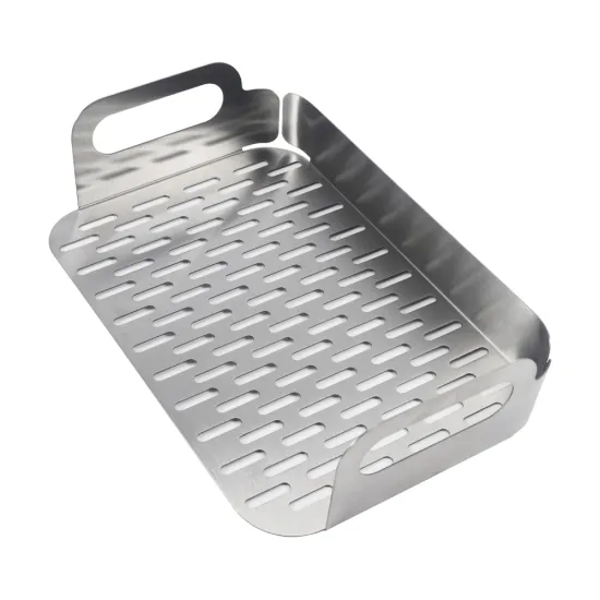 Custom Logo Non-Stick Stainless Steel Griddle Grilling Tray and BBQ Grill Topper Basket