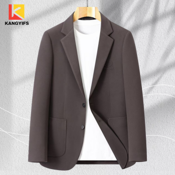 Costume décontracté rétro à poche simple en marron foncé