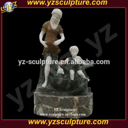 garden decoration hand carved stone fountain with mother and child