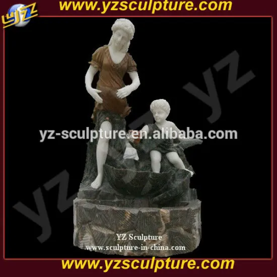 garden decoration hand carved stone fountain with mother and child