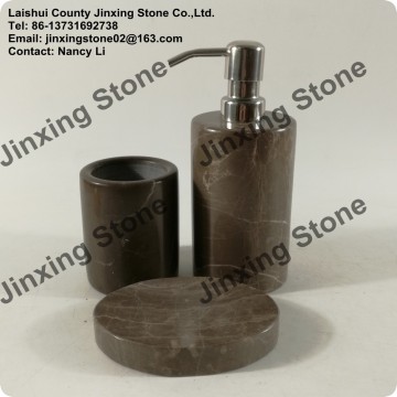Coffee Marble Bathroom Accessories Natural Stone Soap Dish Stone Bathroom Soap Dispenser Sets Tumbler Mug