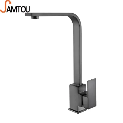 Professional Commercial Kitchen Faucets: SAMTOU Aida Gourmet Stainless Steel Single Lever Square Faucet for Kitchen Sinks