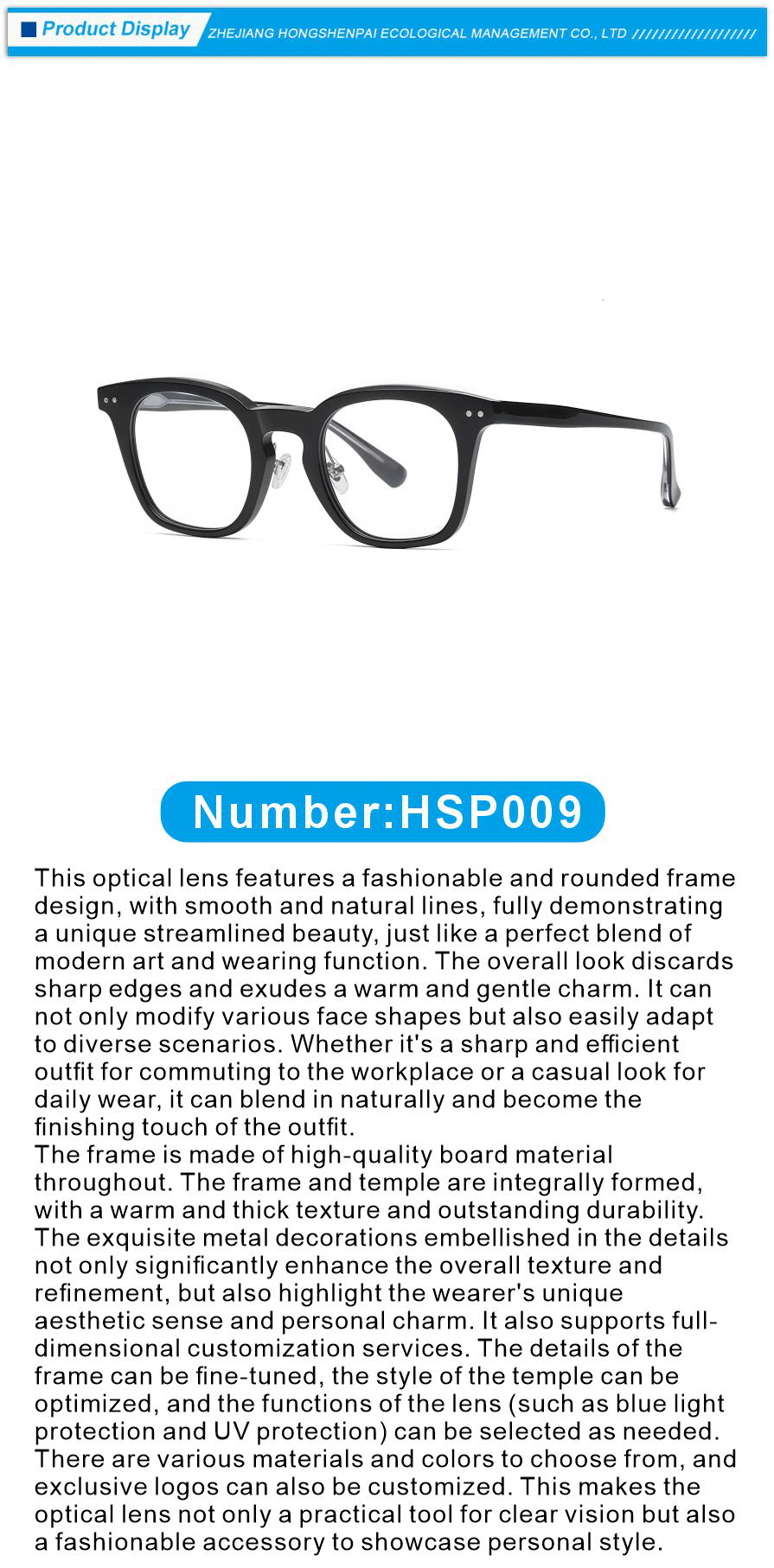Prescription Acetate Optical Glasses for Men