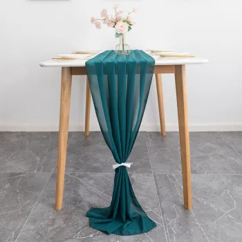 Emerald Green Chiffon Table Runners 10ft x 27x120 Inches for Weddings and Parties