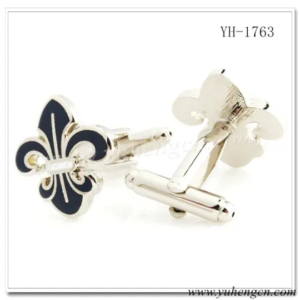 YH-1763 Novelty Enamel Fleur Di Lis Flower Cufflinks