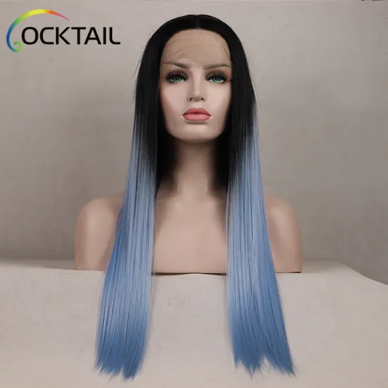 High temperature fiber purple green blue colour synthetic wig