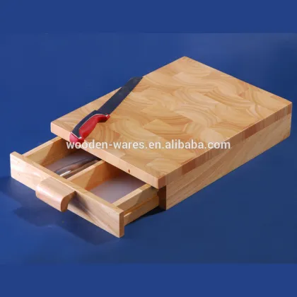 End grain bamboo cutting board with drawer