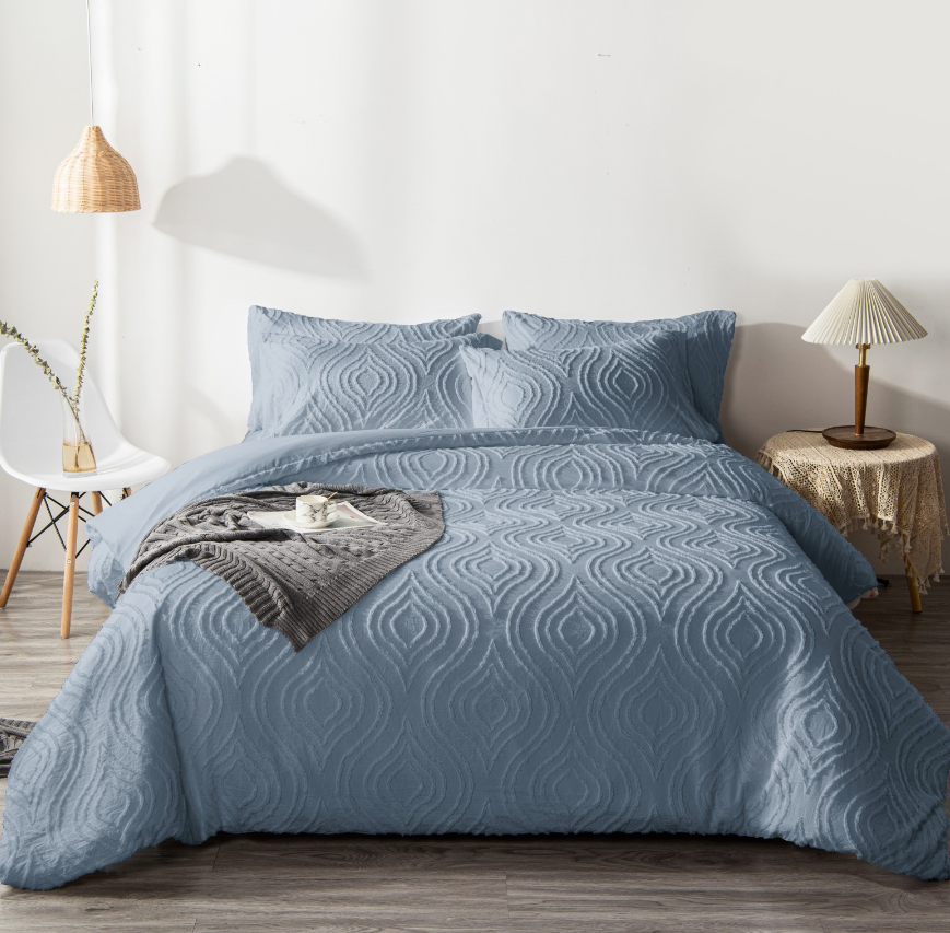 Nova chegada tufted duvetcover gêmeo conjunto de cama king