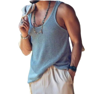 New Solid Color Sleeveless Cotton Vest for Men - European and American Autumn Casual Wear