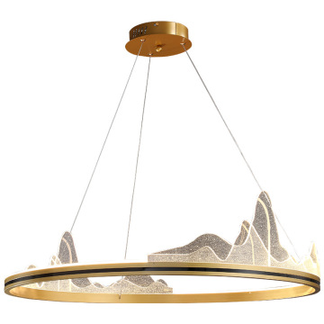 Modern Gold Circle Aluminum LED Chandelier for Luxury Living and Dining Rooms